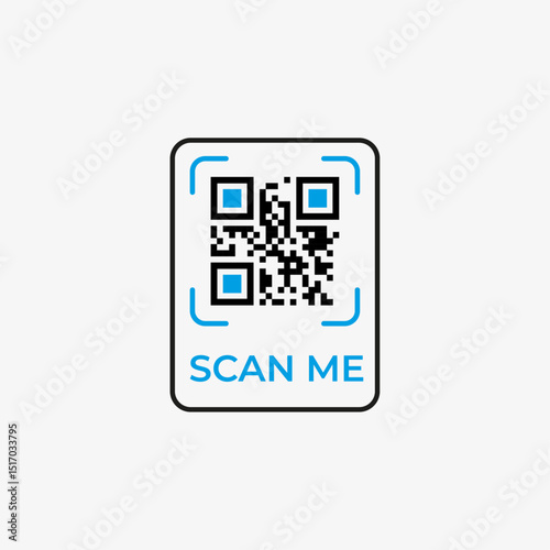 QR Code Scan Label, Scan QR Code icon, Template of frames with text scan me and QR code for smartphone, mobile app, payment and discounts. Vector stock illustration Marketing and electronic commerce