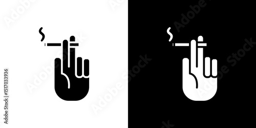 Hand holding cigarette icon symbols. Vector illustration.