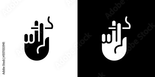 Hand holding cigarette icon symbols. Vector illustration.