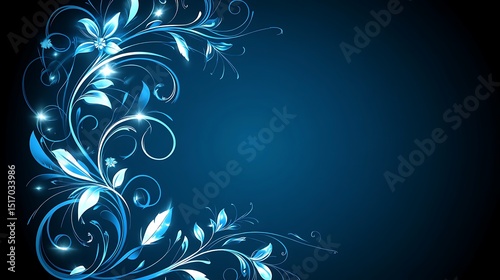 Elegant floral border in deep blue