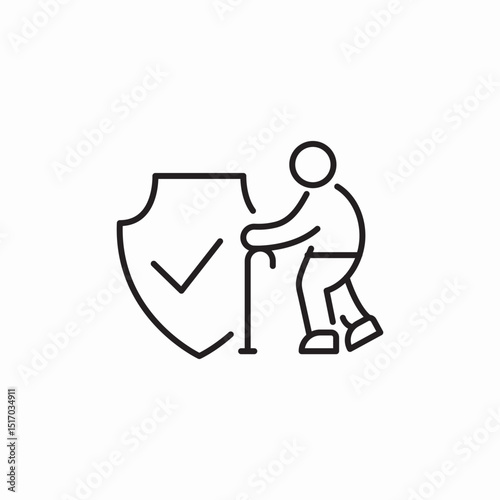 elderly insurance icon sign vector