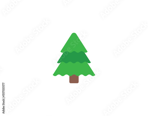 Evergreen Tree vector emoticon. Christmas tree emoji illustration. Color Evergreen Tree icon