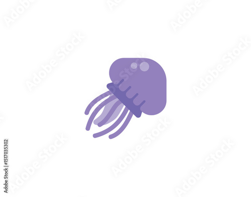 Jellyfish vector emoticon. Jellyfish emoji illustration. Color Jellyfish icon
