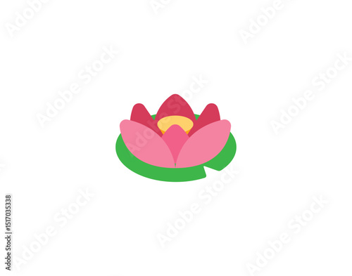 Lotus flower vector emoticon. Lotus emoji illustration. Color Lotus icon