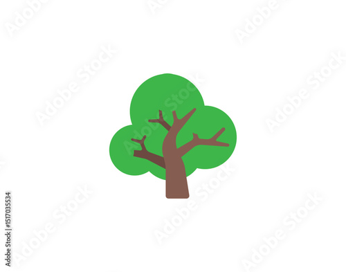 Oak tree vector emoticon. Oak tree emoji illustration. Color Oak tree icon