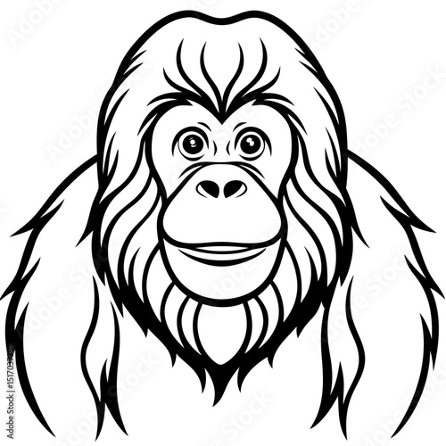 Simple Bornean Orangutan Vector on White
