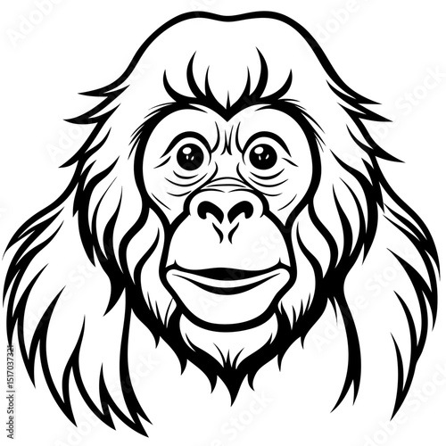 Simple Bornean Orangutan Vector on White