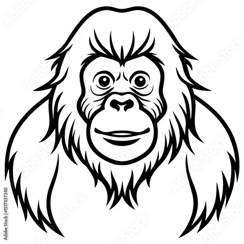 Simple Bornean Orangutan Vector on White