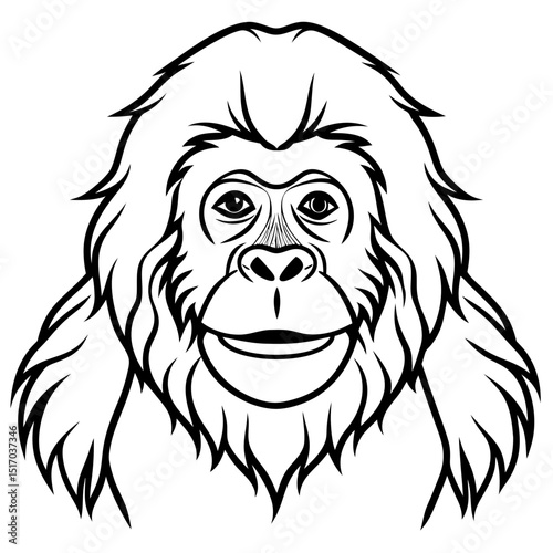 Simple Bornean Orangutan Vector on White