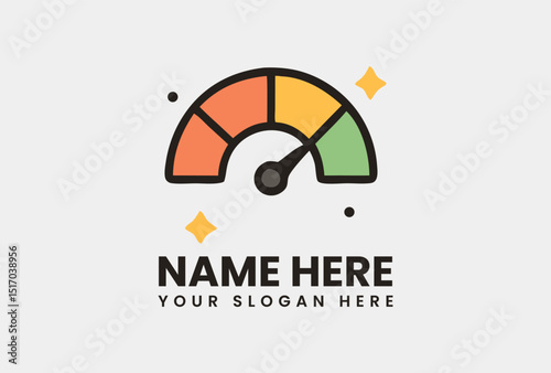 Colorful gauge icon with needle indicating high performance and optimal efficiency levels. Performance concept
