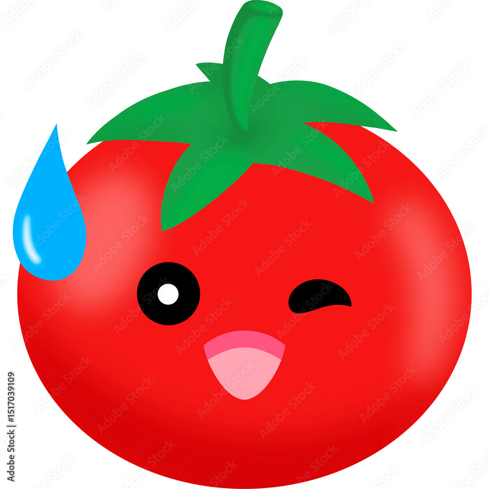 Obraz premium Tomato Relieved Face Cartoon