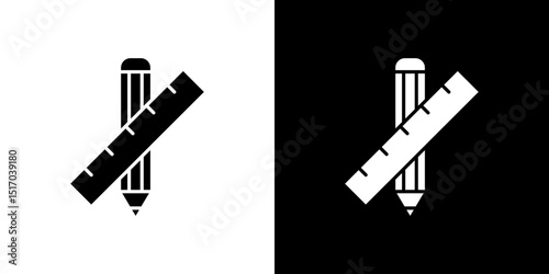 Pencil and ruler icon symbols. Vector illustration.