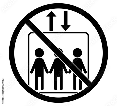 エレベーター使用禁止の警告サインアイコン（人物入り）