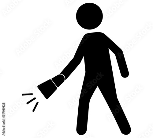 懐中電灯を持って歩く人物のシルエット