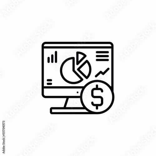 desktop financial chart icon sign vector