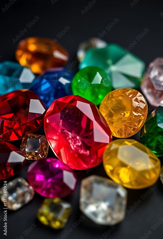 Fototapeta premium bunch of different colored diamonds on a table