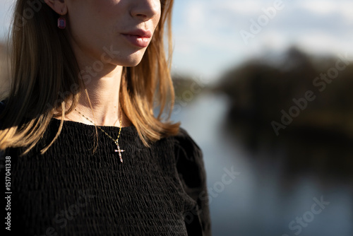 young business woman in city