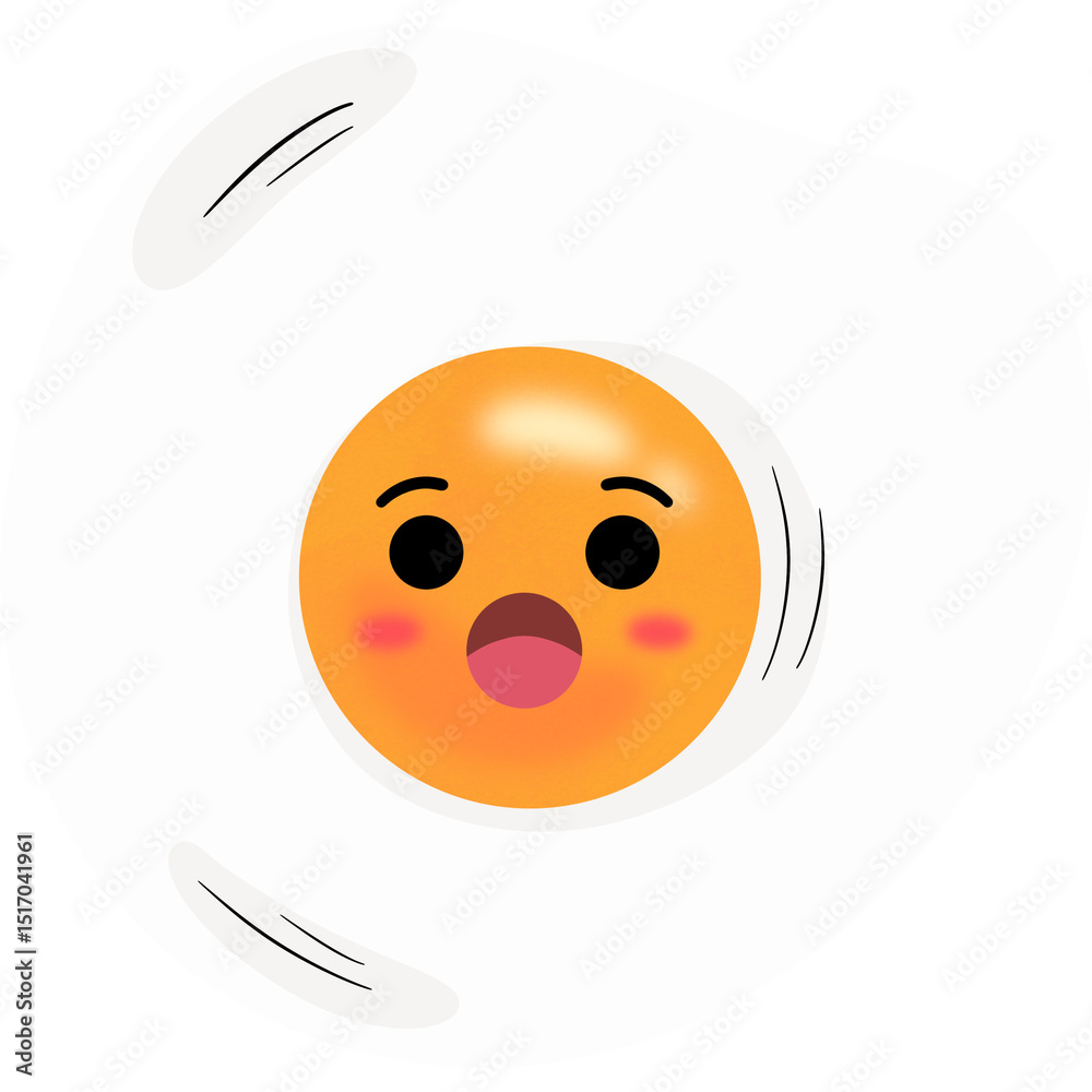 Fototapeta premium Fried Egg Surprised Face Cartoon