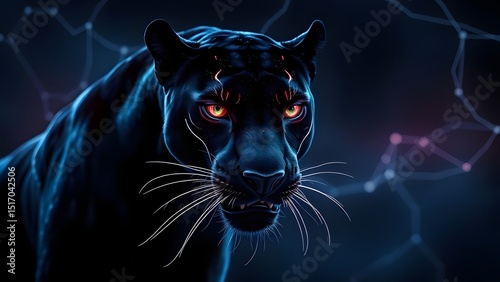 Wild animal feline predator black panther or tiger head silhouette vector illustration