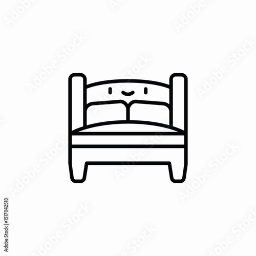 smiley double bed icon sign vector