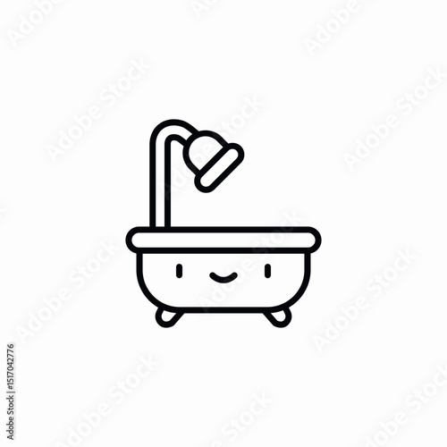 smiley shower bathtub icon sign vector