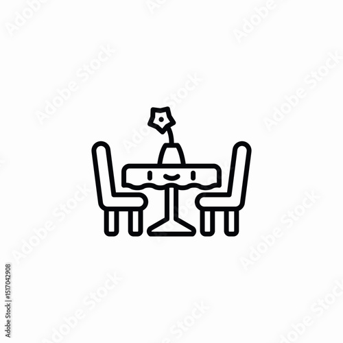 smiling dining table icon sign vector