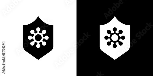 Shield virus icon symbols. Vector illustration.