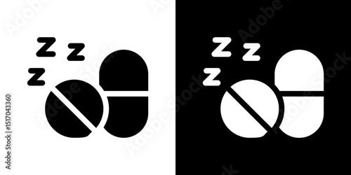 Sleeping pills icon symbols. Vector illustration.