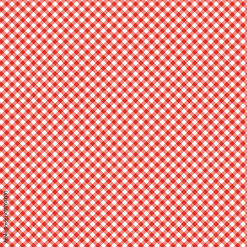 Diagonal red and white gingham check pattern