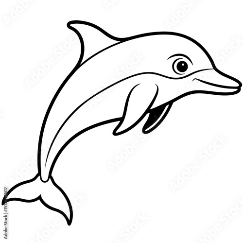 Simple Bottlenose Dolphin Vector on White Background