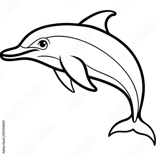 Simple Bottlenose Dolphin Vector on White Background