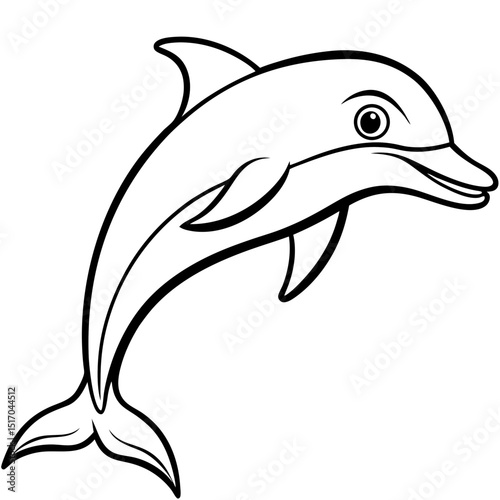 Simple Bottlenose Dolphin Vector on White Background