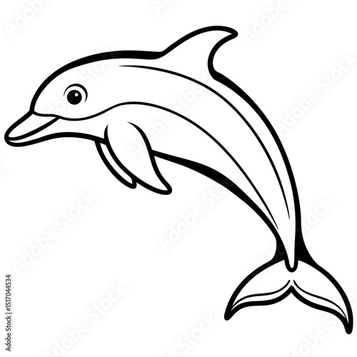 Simple Bottlenose Dolphin Vector on White Background