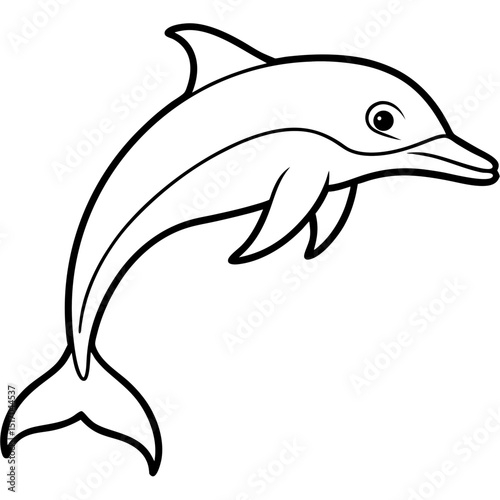 Simple Bottlenose Dolphin Vector on White Background