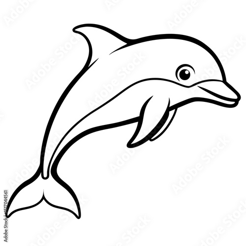 Simple Bottlenose Dolphin Vector on White Background