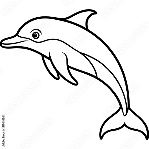 Simple Bottlenose Dolphin Vector on White Background