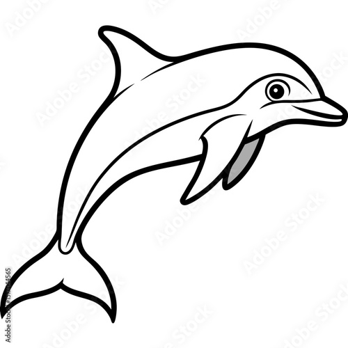 Simple Bottlenose Dolphin Vector on White Background