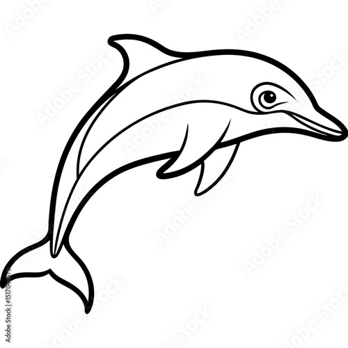 Simple Bottlenose Dolphin Vector on White Background