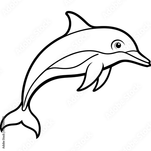 Simple Bottlenose Dolphin Vector on White Background