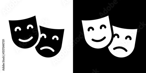 Theater masks icon symbols. Vector illustration.