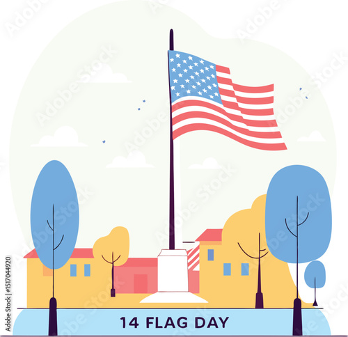 American flag waving proudly on flag day