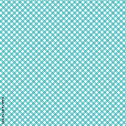 Teal and white diagonal gingham pattern