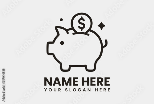 Piggy bank icon with a dollar coin representing financial savings and investment for the future. Finance concept