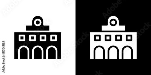 Train station building icon symbols. Vector illustration.