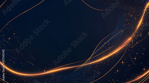 Abstract dark background with golden lines and dots