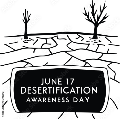 June 17 desertification awareness day illustration cracked earth arid land