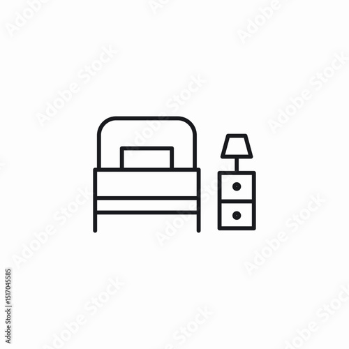 single bed setting icon sign vector