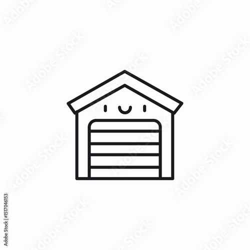 smiley garage icon sign vector