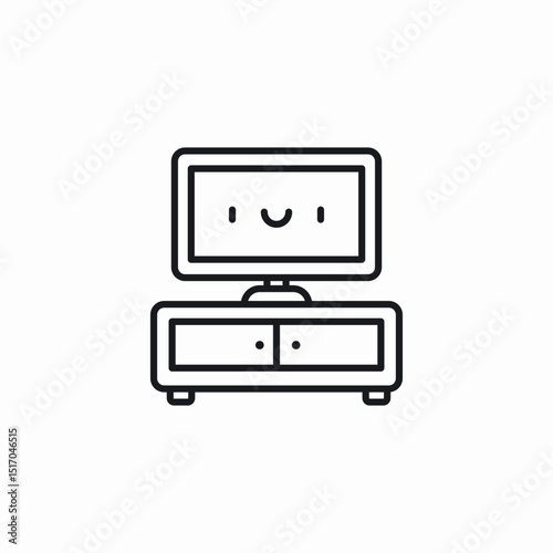 smiley table tv icon sign vector