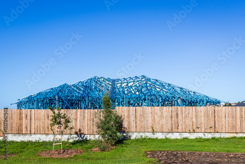 New steel frame house under construction